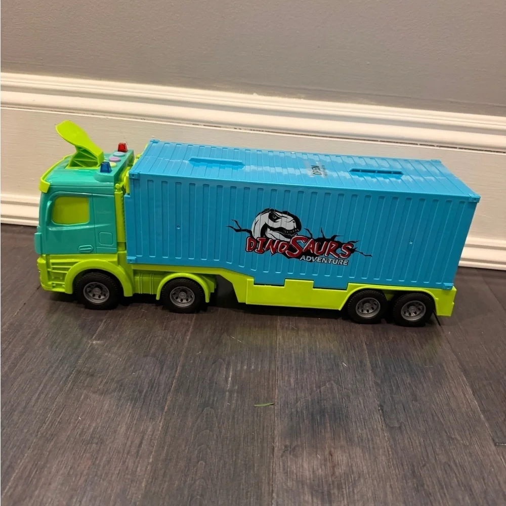 NWOT Dinosaur Adventure EXTENDABLE 47in Transport Truck TRACK - 6 Cars Included